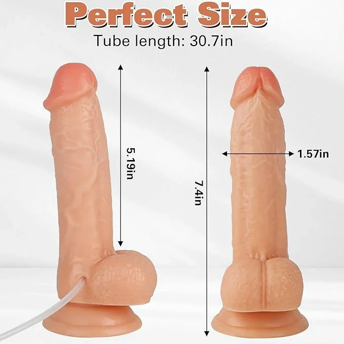 Realistic Squirting Dildo, 7.4 '' Ejaculating Dildo for Beginners with Strong Suction Cup for Hands-Free Play, with Curved Shaft and Balls, Adult Sex Toys for Women G Spot and Anal Prostate
