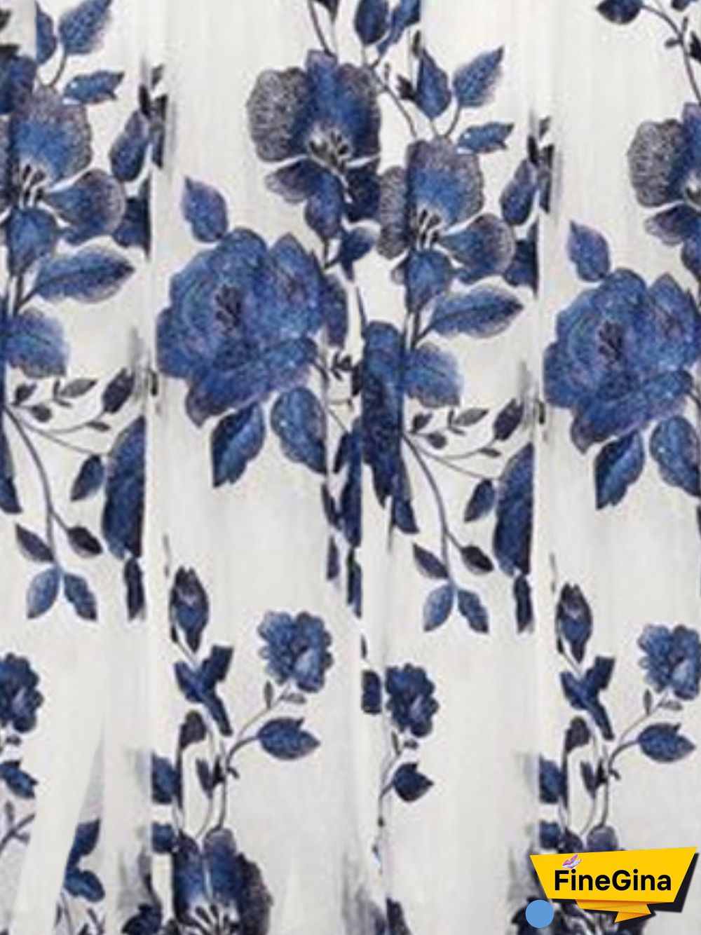 Women Blue Color Half Sleeve V-neck Floral Printed Top Dress