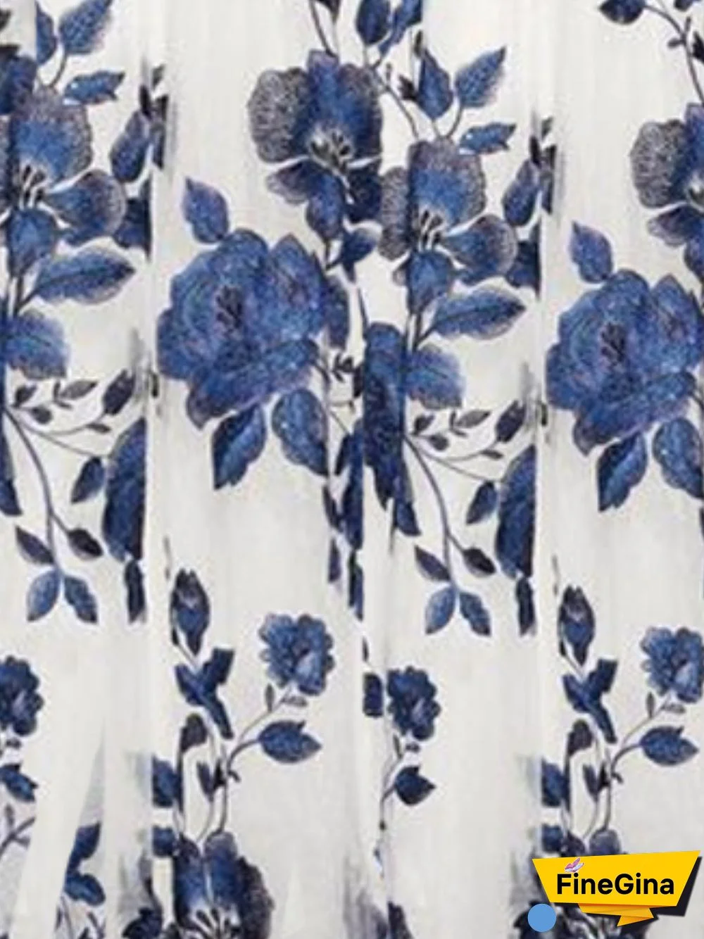 Women Blue Color Half Sleeve V-neck Floral Printed Top Dress