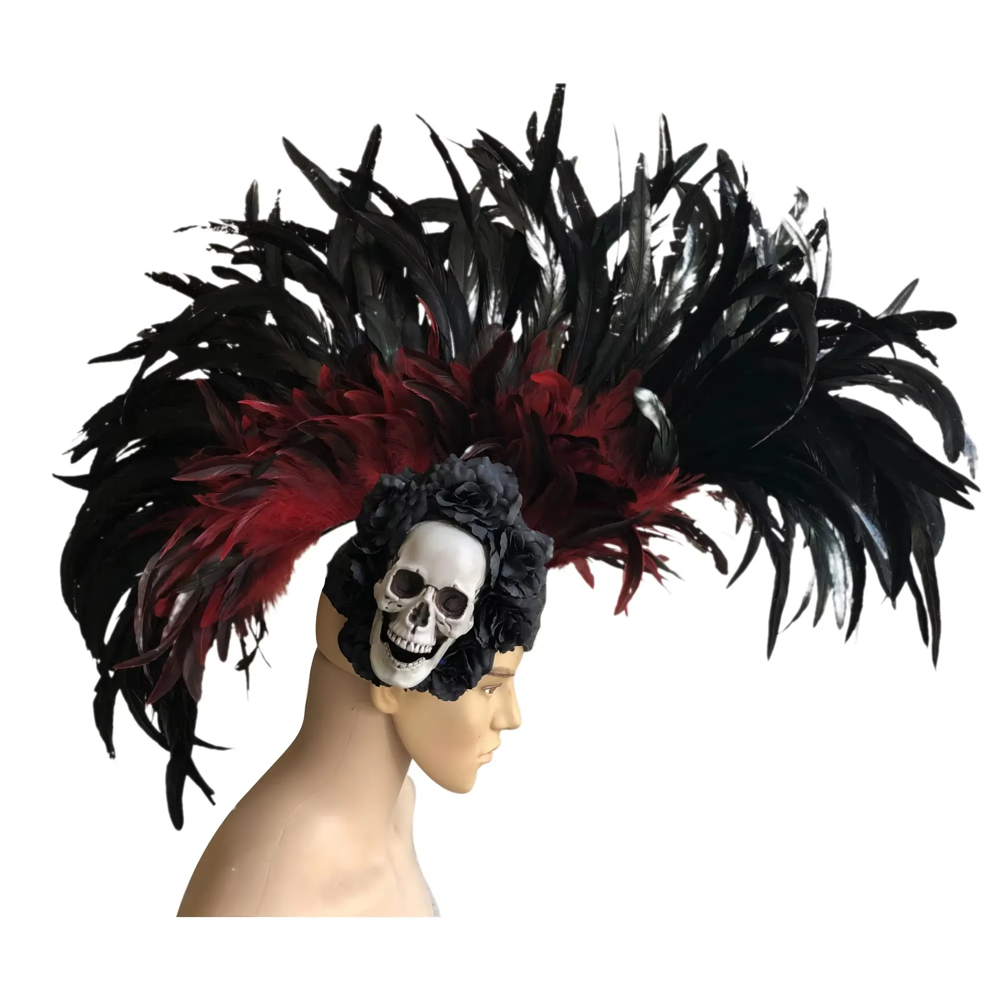 VCSHOES Feather headdress samba costume carnival halloween party bar performance hat makeup dance wings parade