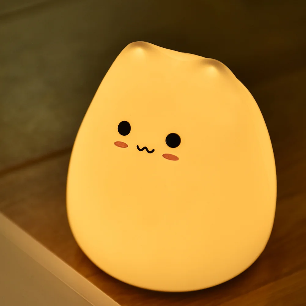 Cute 7 Color LED Night Light Soft Silicone Cat Pat Lamp Kids Gifts (Cute)