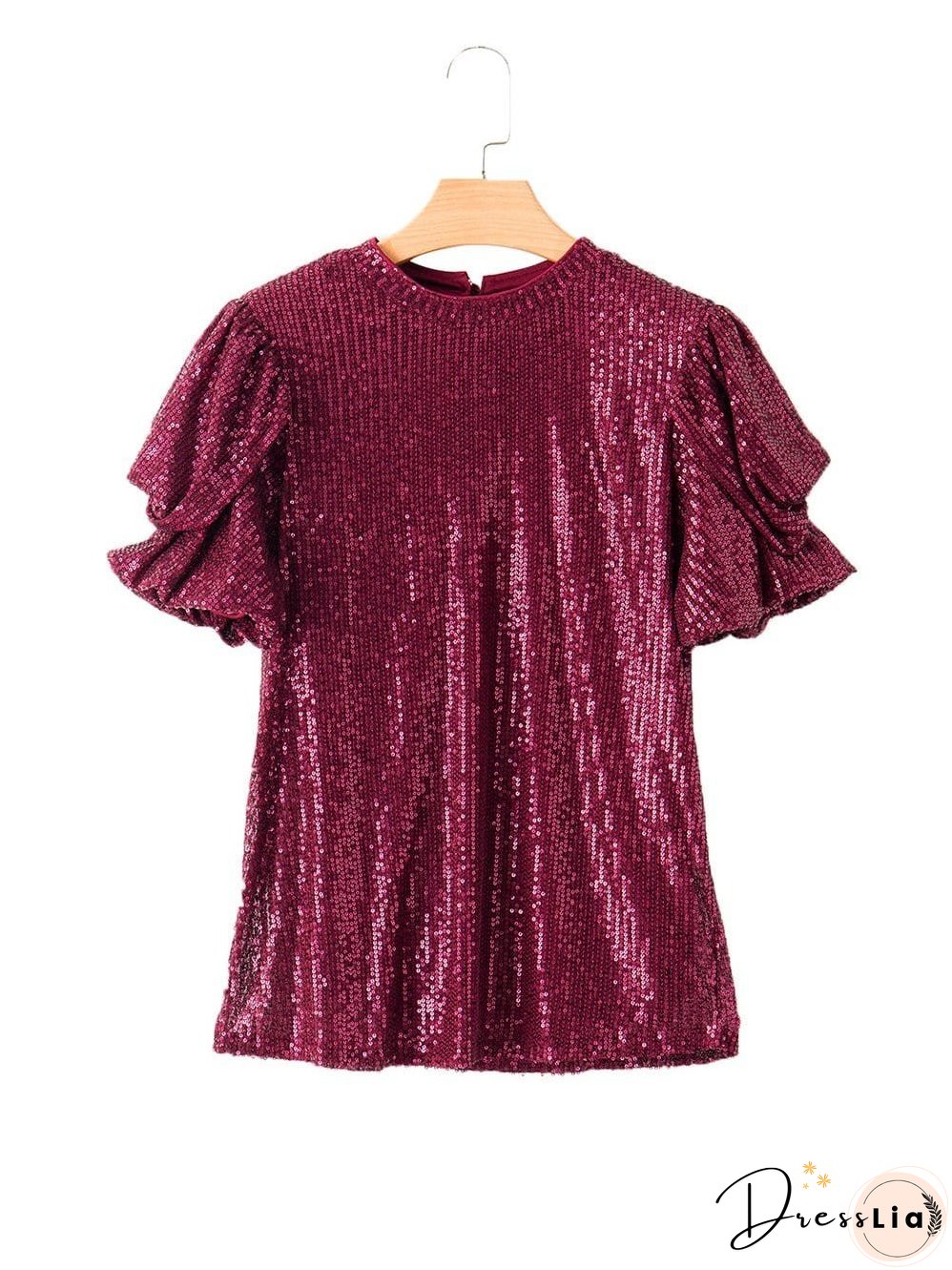 Chic Burgundy Sequin Blouse
