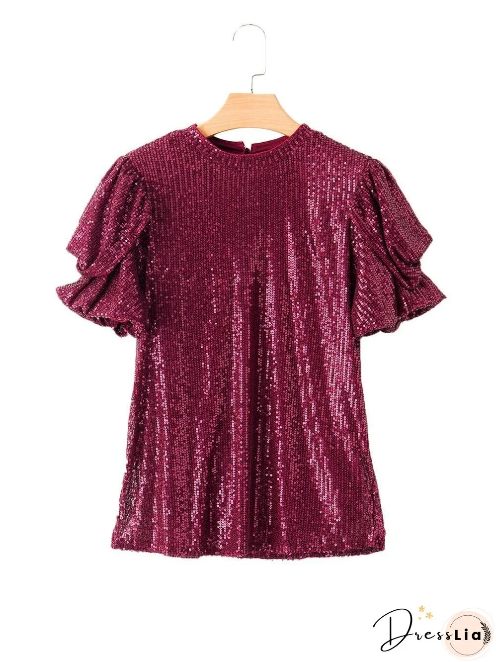 Chic Burgundy Sequin Blouse