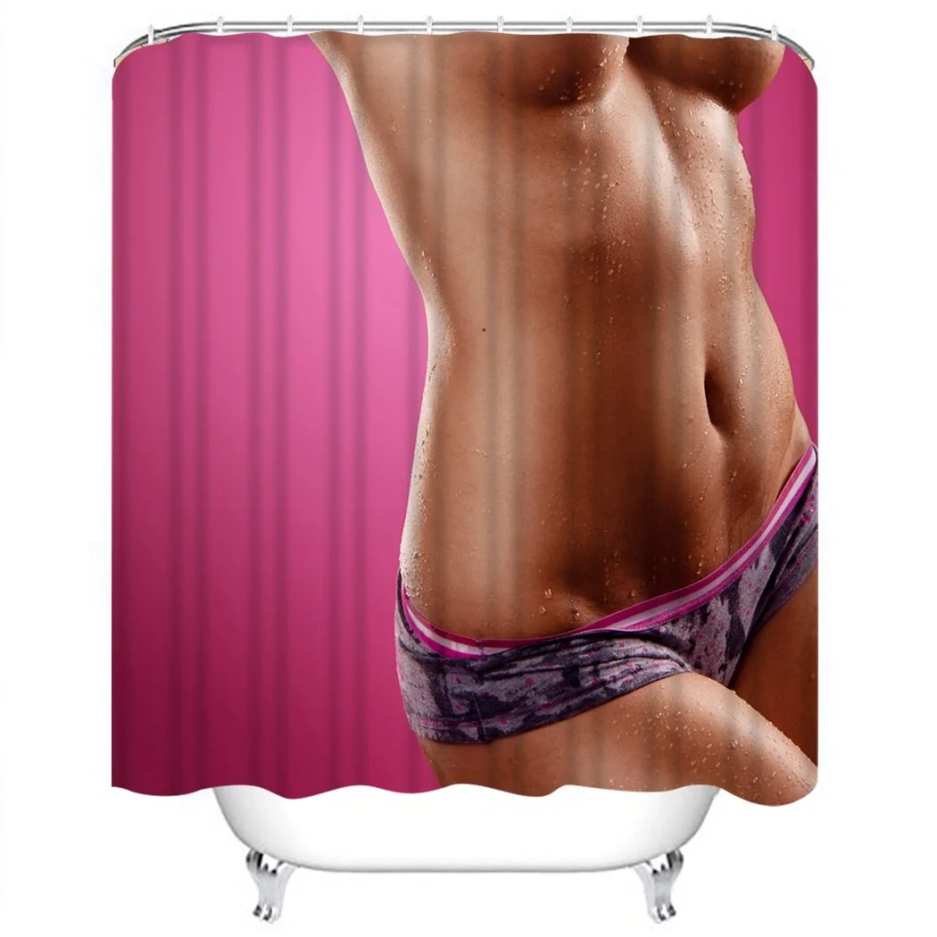 Sexy Girl Shower Curtain Young Woman White Shower Curtain Waterproof Fabric For Bathroom Decor Shower Curtains Set With Hooks