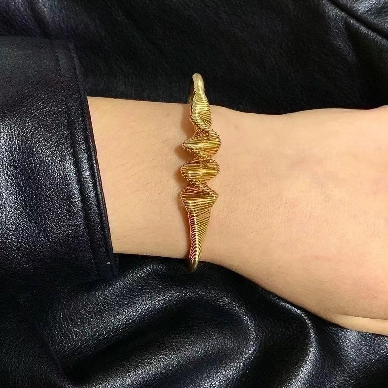 Vintage Style Solid Color Titanium Steel Plating Bangle