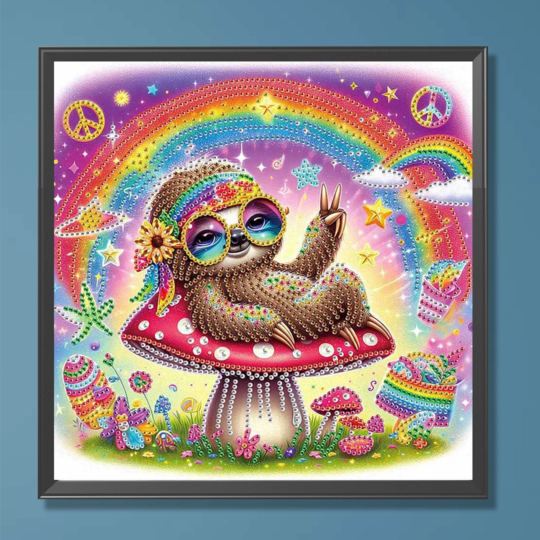 Diamond Painting - Partial Special Shaped Drill - Hippie Sloth(Canvas|30x30cm)
