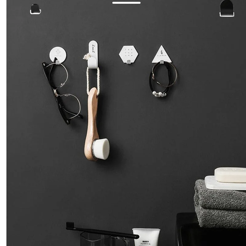 4pcs INS Black White Metal Wall Hooks Seamless Sticky Hook Clothes Towel Mask Hanger Keys Organizer Holder Minimalist Home Decor