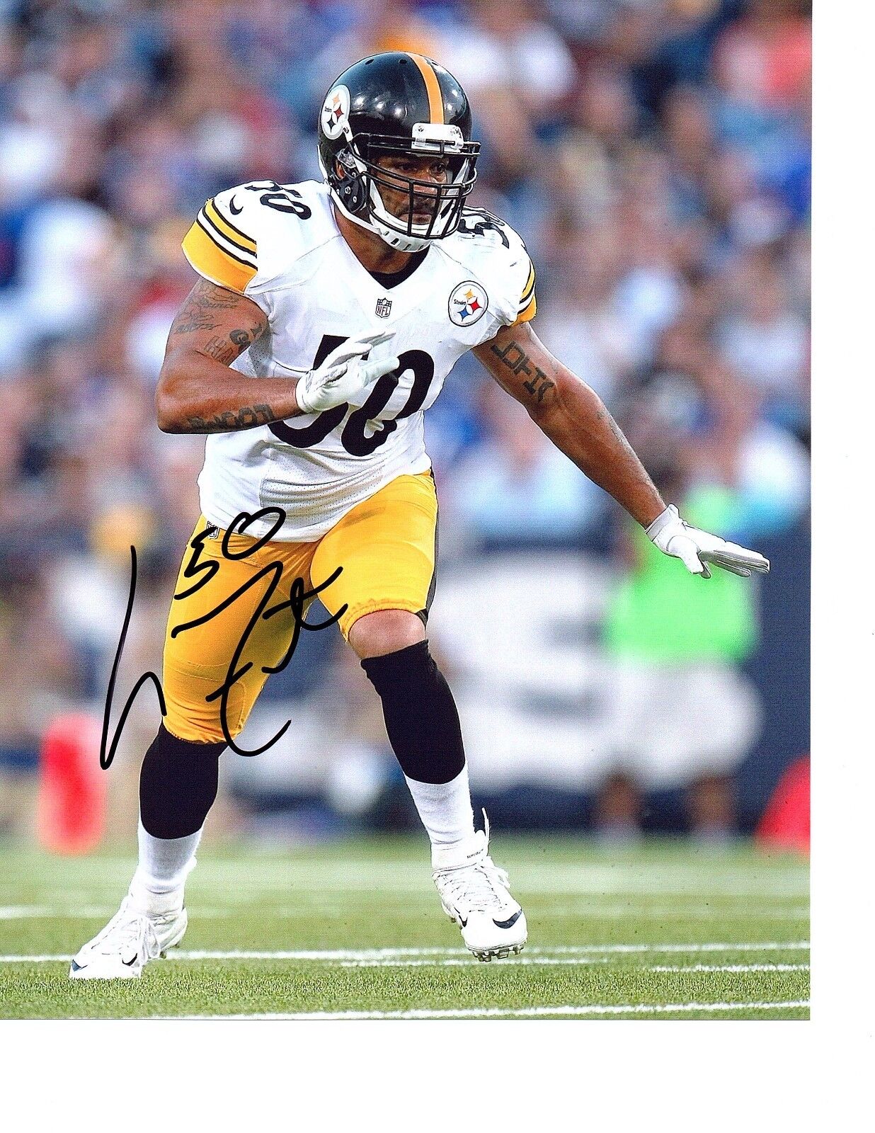 Larry Foote Pittsburgh Steelers hand signed autographed 8x10 football Photo Poster painting U-M!