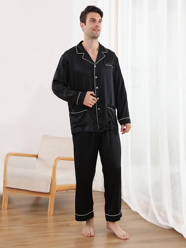 Black silk pjs discount mens