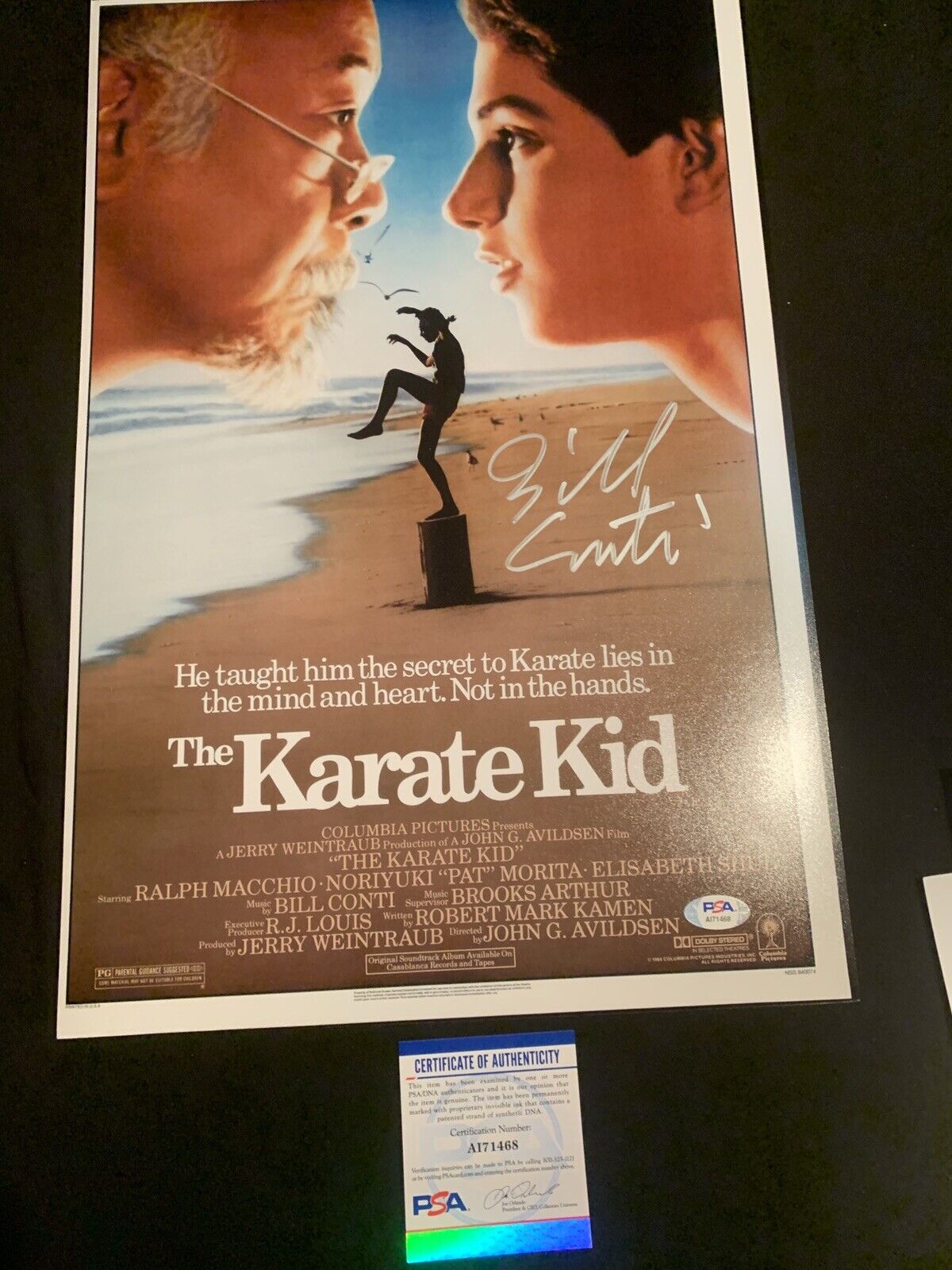 bill conti signed 12x18 The Karate Kid Movie Photo Poster painting Psa/dna Coa