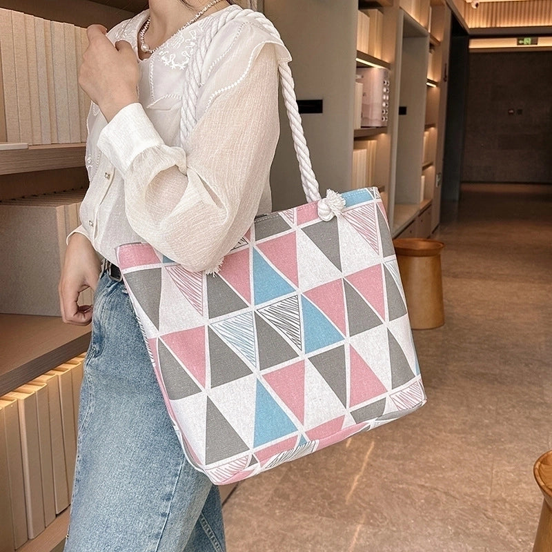 Women’s Large Canvas Animal Vacation Ethnic Style Zipper Tote Bag