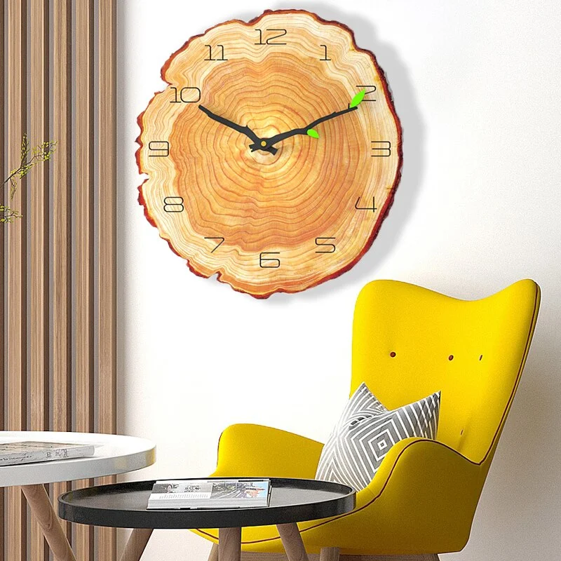 3D Wood Grain Wall Clock Modern Design Art Home Decor Kitchen Clock Quartz Wall Watch Silent 12 inch