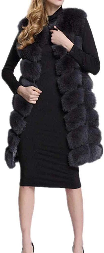 Women's Fur Vest Coat Warm Long Vests Fur Vests Women Faux Fur Vest Coat Outerwear Jacket