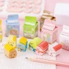 20PCS Adorable Cartoon Milkbox Cute Animals Erasers for Kids Student Office Exam Stationery Gift
