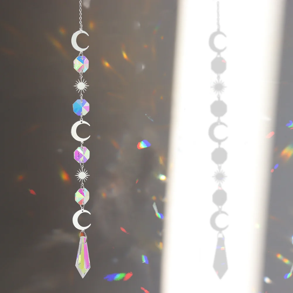 Wind Chime Crystal Light Catcher Ball Ornaments Round Frame Pendant (4)