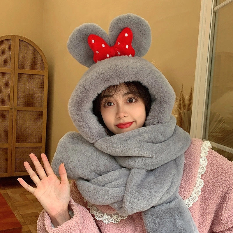 Children’s Hat Scarf Integrated Autumn And Winter Two-Piece Suit Warm And Cute Thickened Baby Cap Boys And Girls Winter Earmuffs Hat