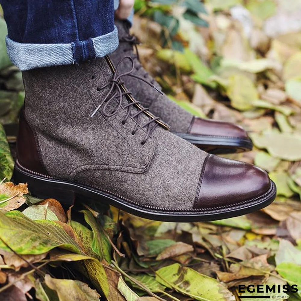 Handmade Color Stitching Suede Ankle Boots | EGEMISS