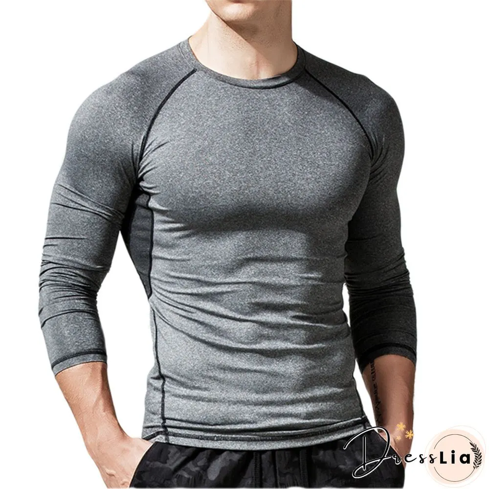Sports Quick Drying T-shirt Tights Elastic Fitness Clothes Compression Long Sleeve
