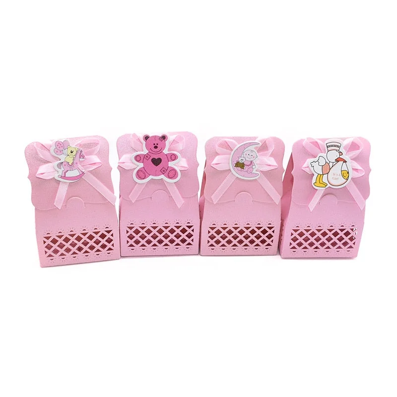 12Pcs Cute Baby Shower Gift Box Candy Box Boy Girl Baby Shower Favors Bag Kids Birthday Party Gender Reveal Party Supplies