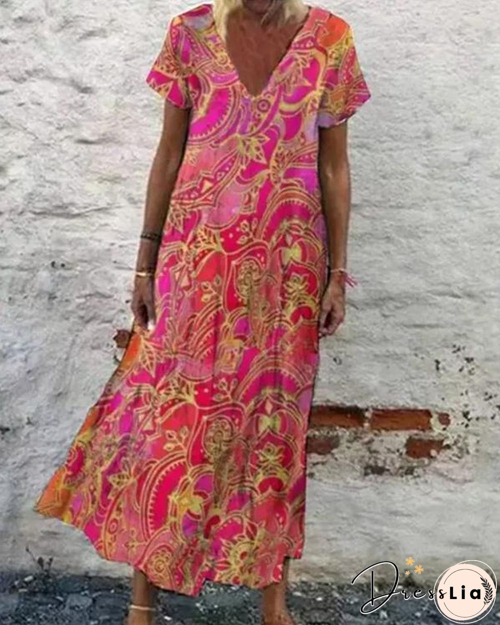 Boho Floral Cotton Maxi Dress