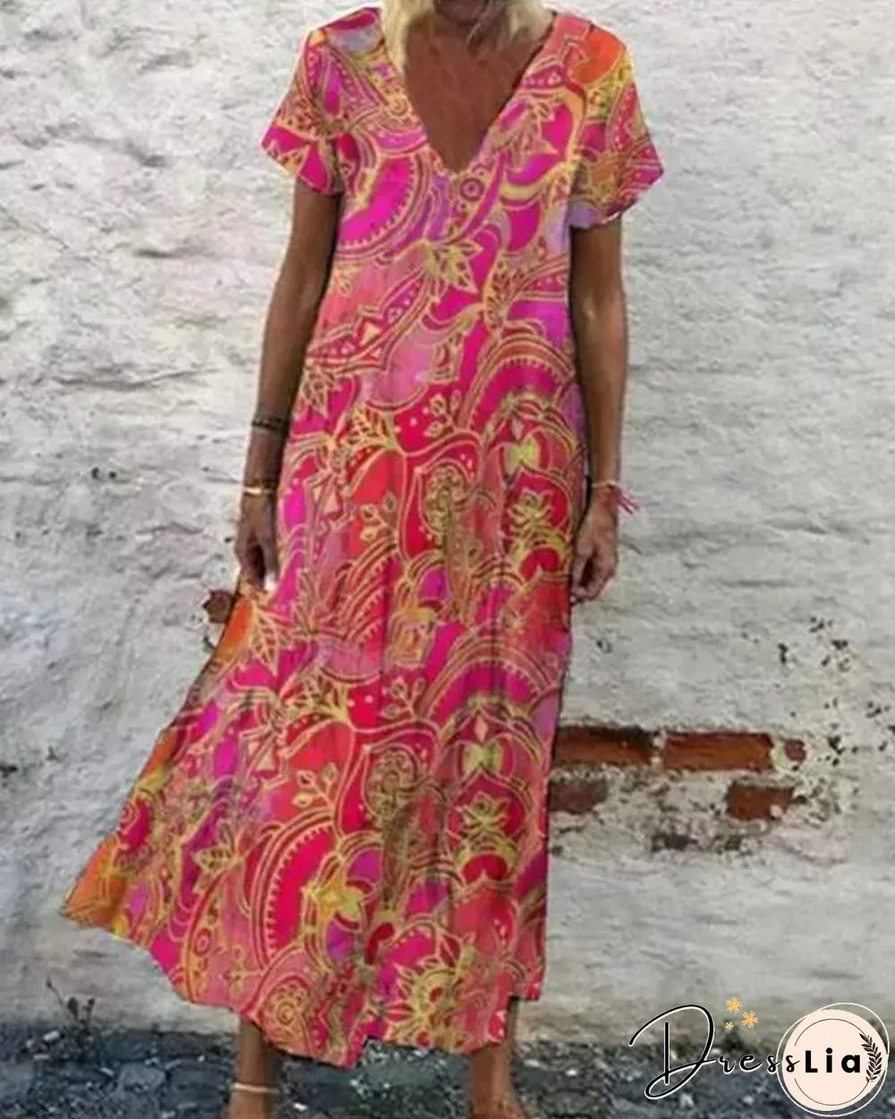 Boho Floral Cotton Maxi Dress