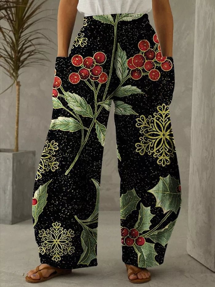 Christmas Print Vintage Casual Loose Pants