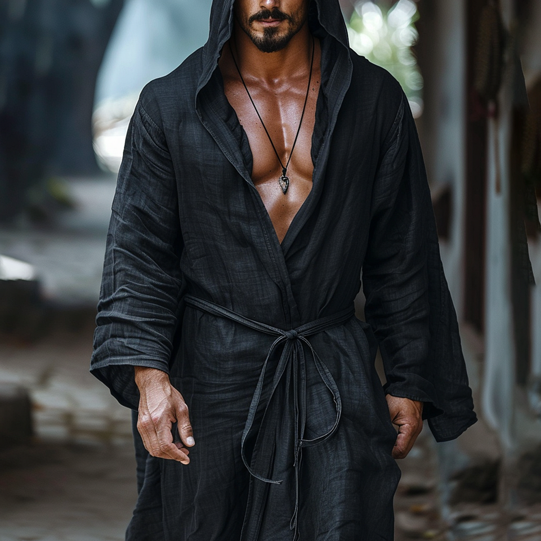 Viking Hooded Linen Robe-inspireuse
