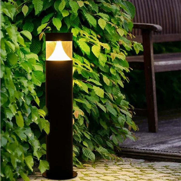 Round Aluminum LED Waterproof Black Modern Outdoor Light Post Lamp - Appledas