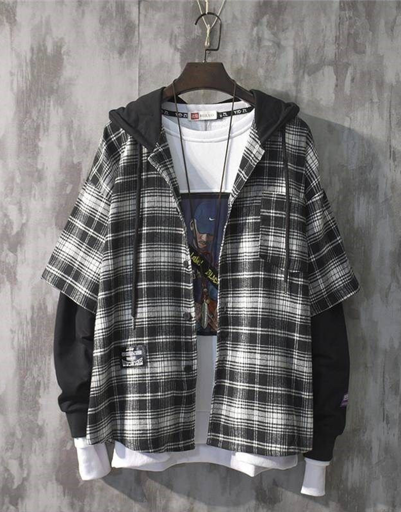 Plaid Shirt Fake Two Coats / TECHWEAR CLUB / Techwear