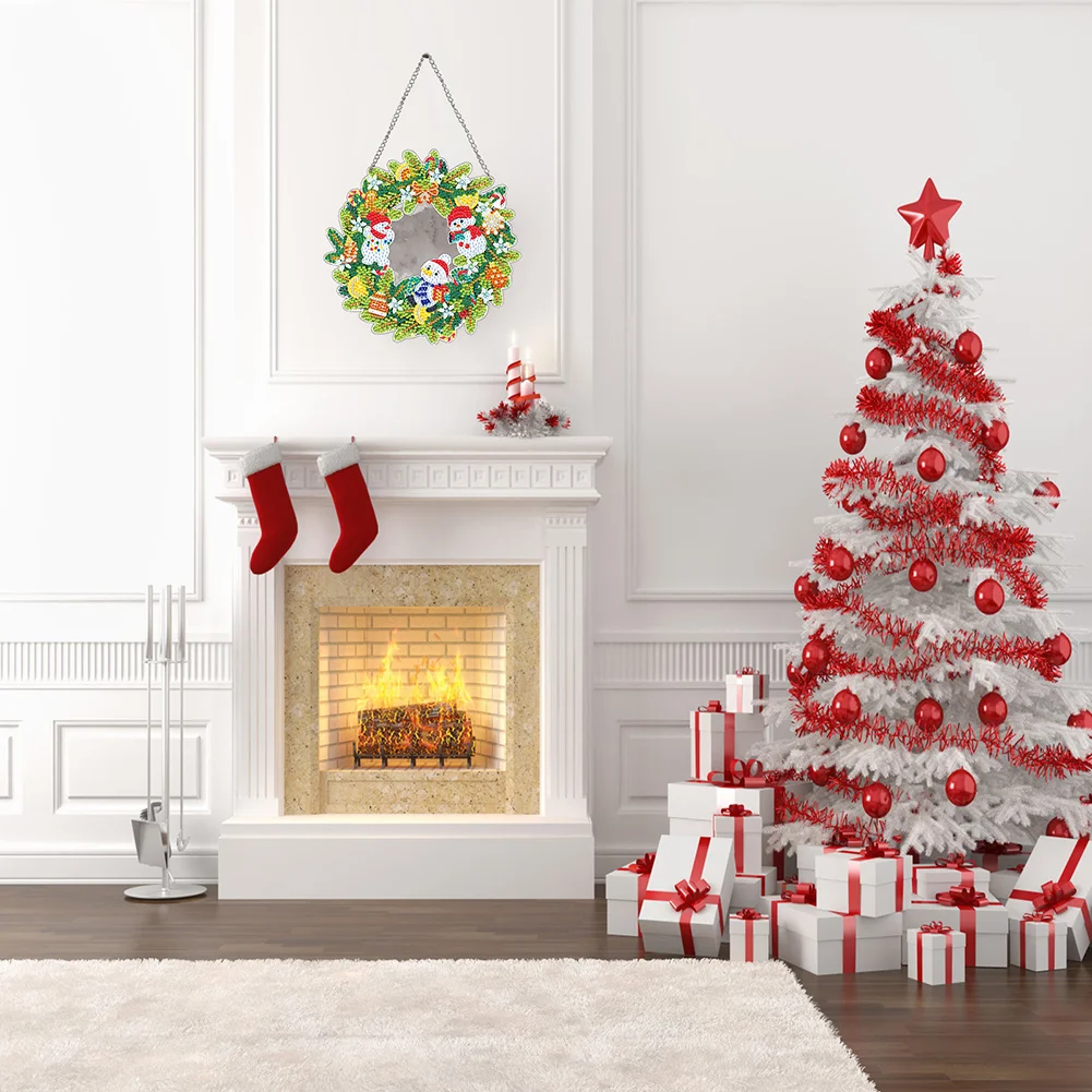 DIY Xmas Wreath Special Shaped Full Drill Garland Crystal Painting Wreath Kit Single Side Diamond