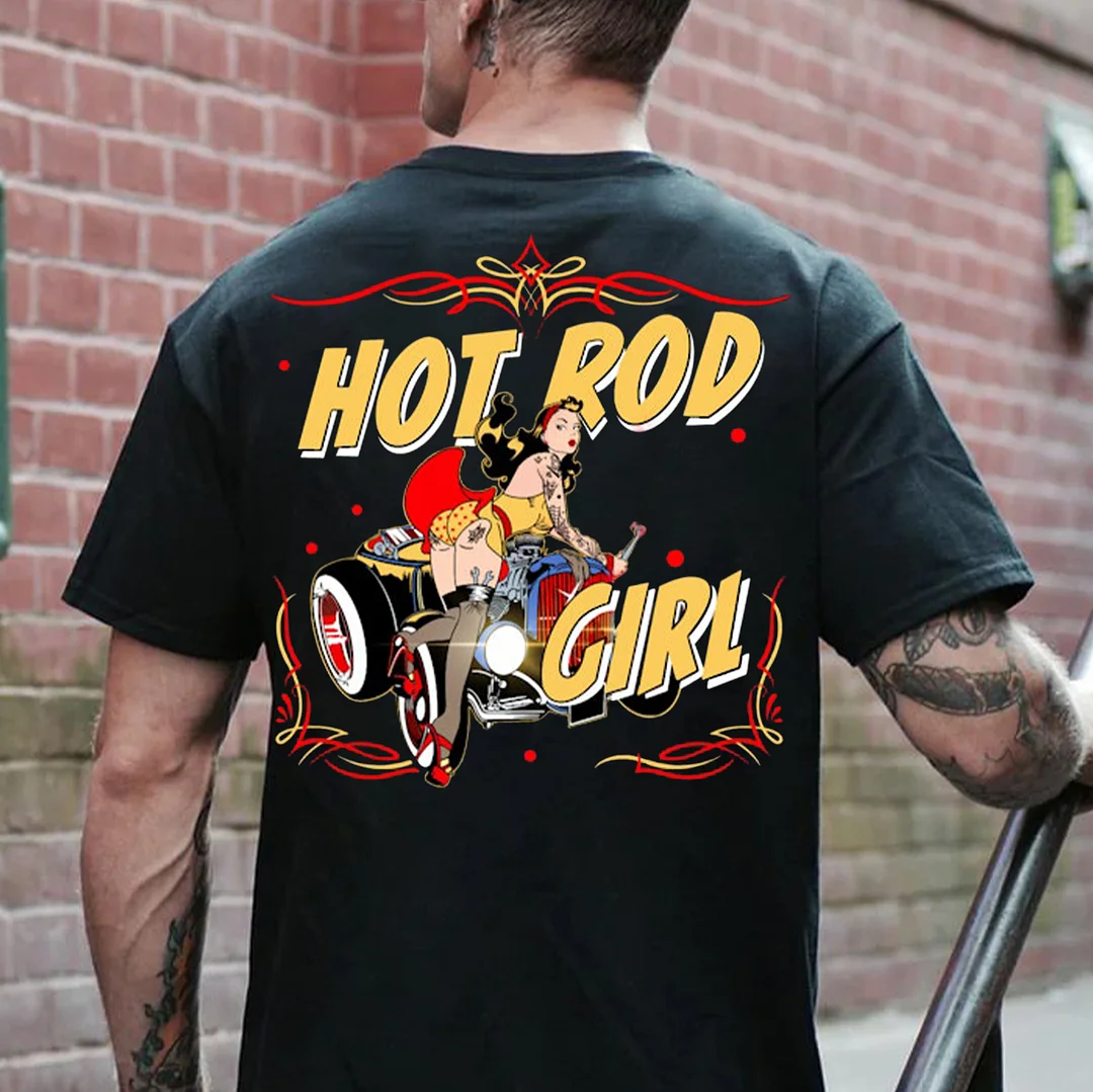 HOT ROD GIRL Sexy Lady Classic Car Print Men's T-shirt