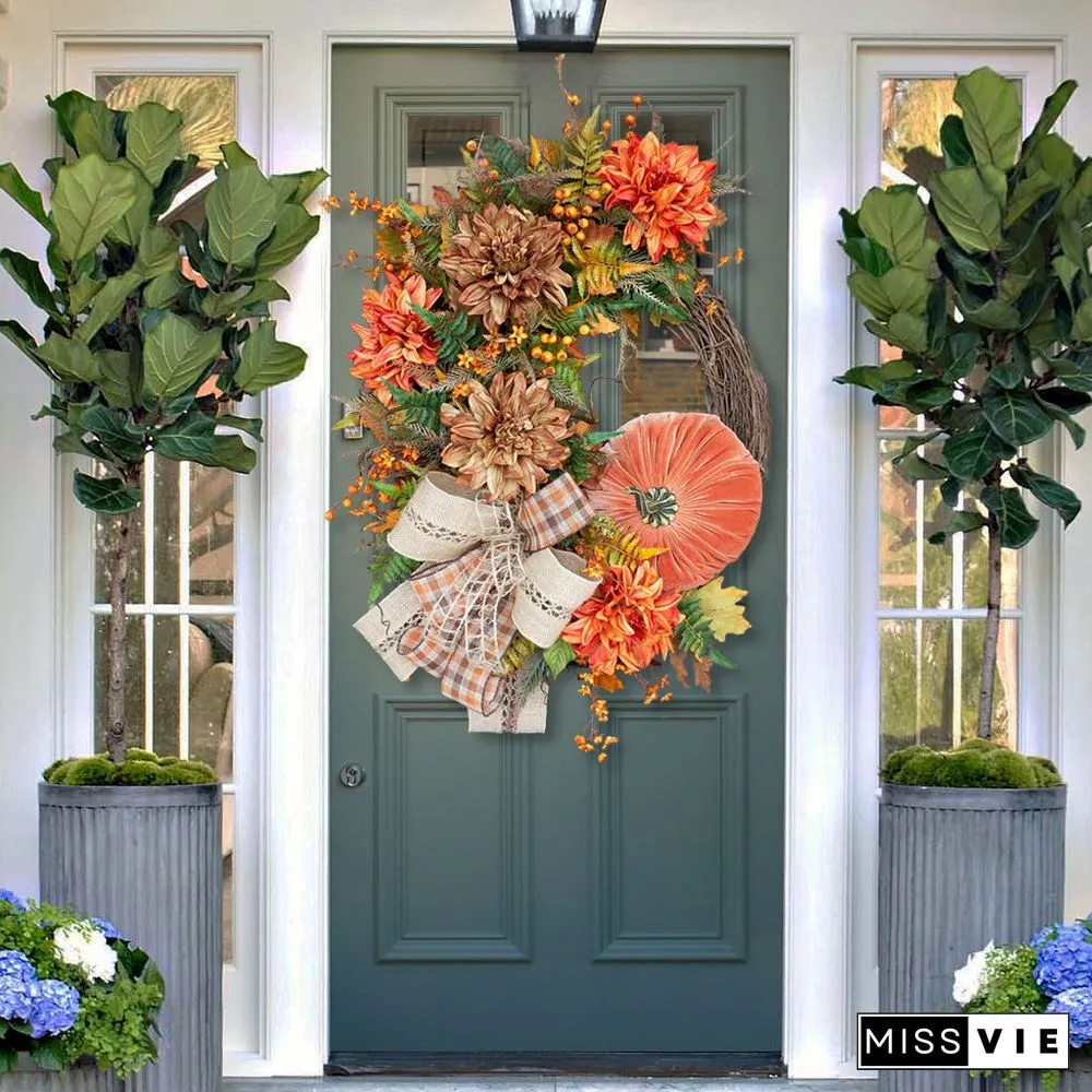 Fall Pumpkin Wreath-Rustic Grapevine Home Decor(Ready to Ship!)