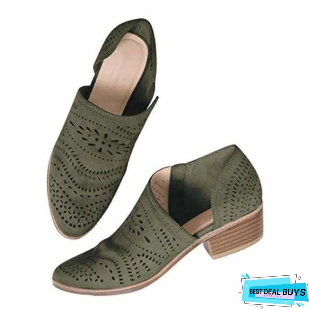 Leisure Hollow Low-heeled Shoes Women Sandals