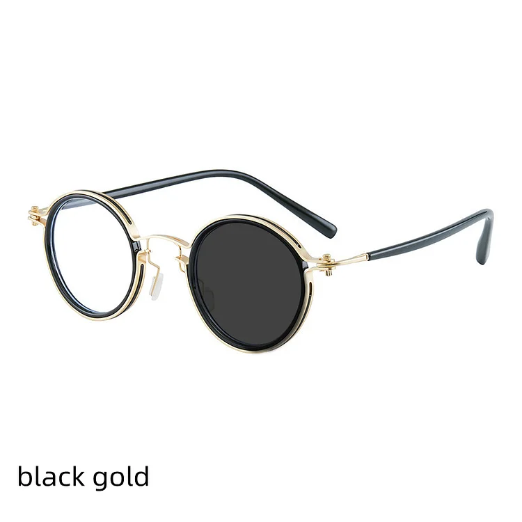 Brand Design Stainless Steel Photochromic Anti Blue Light Reading Glasses for Men and Women Retro Round Optical Eyewear Frame