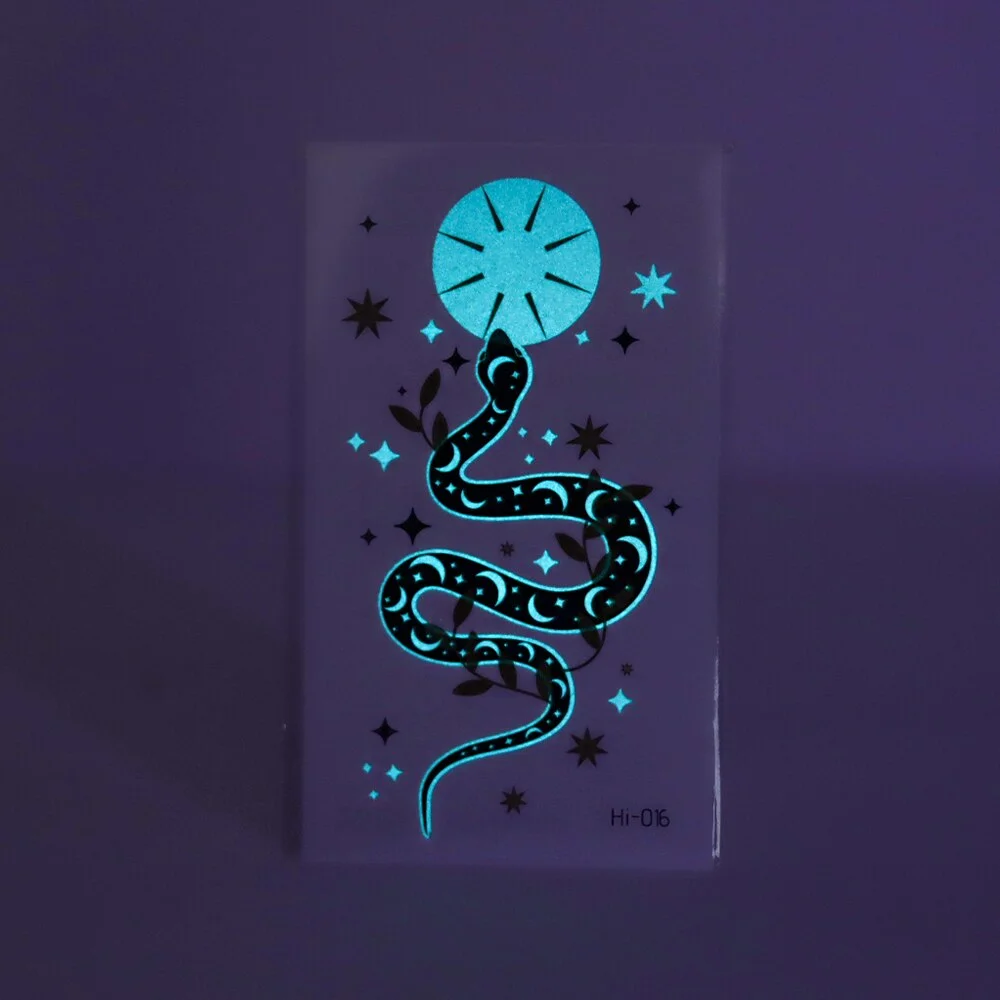 Sdrawing Luminous Glow Tattoo Sticker Snake Deer Glowing Halloween Waterproof Temporary Tatoo Wrist Fake Tatto Body Art Women Men