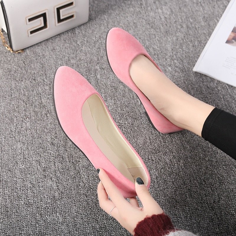Women Flat Shoes Trend Simple Sweet Classic Candy Colors New Autumn Summer Casual Flock Flats Boat Cute Girls Flats Office Shoes