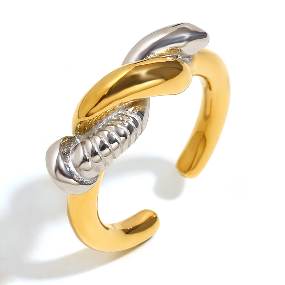 Personalized Stainless Steel 18K Gold Plated Twisted Screw Knotted Open Ring Bracelet