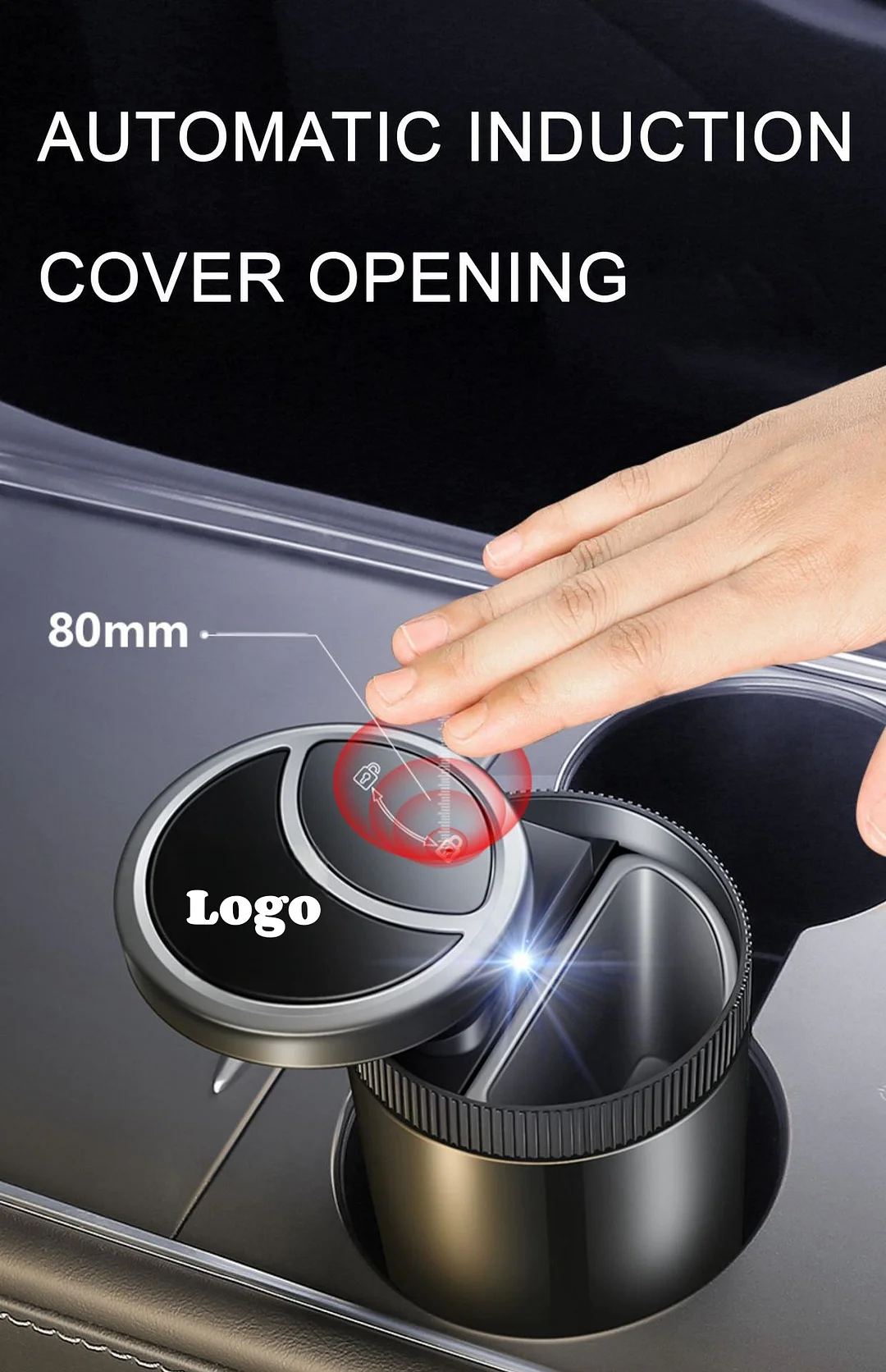 Car smart ashtray with LED light automatic sensing ashtray