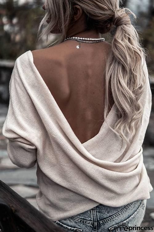 Cross Backless Loose Sweater