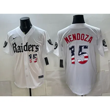 Men's Las Vegas Raiders #15 Fernando Mendoza White Vapor Limited Baseball Jersey