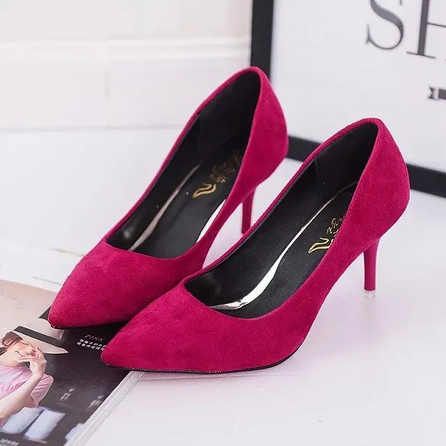 Breakj Breakj Shoes Light-Mouthed Sharp Single Shoes Fine Heel Velvet Large-Size High Heels Women's Shoes