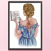 The Back View Of A Girl Reading A Book-14CT Stamped Cross Stitch 21*31cm/8.27*12.2in
