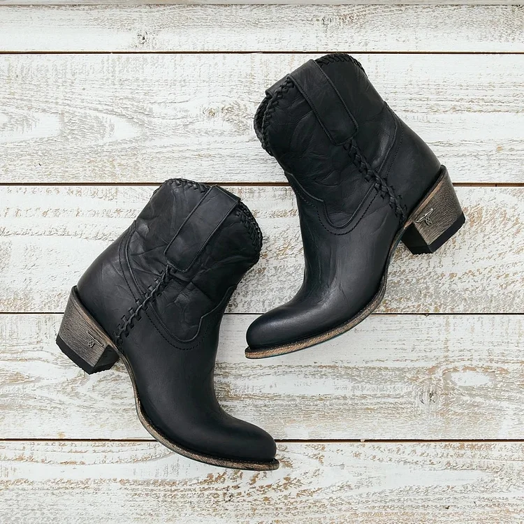 Mid-Calf Round Toe Slip-On Casual Boots