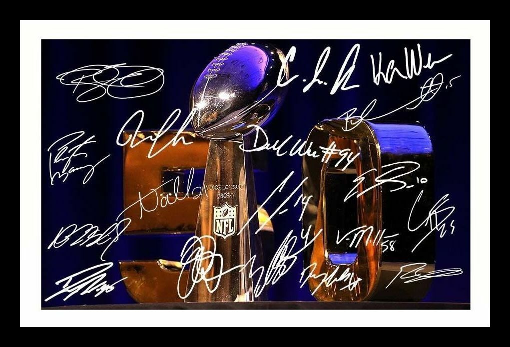 Denver Broncos - Superbowl 50 Autograph Signed & Framed Photo Poster painting 1