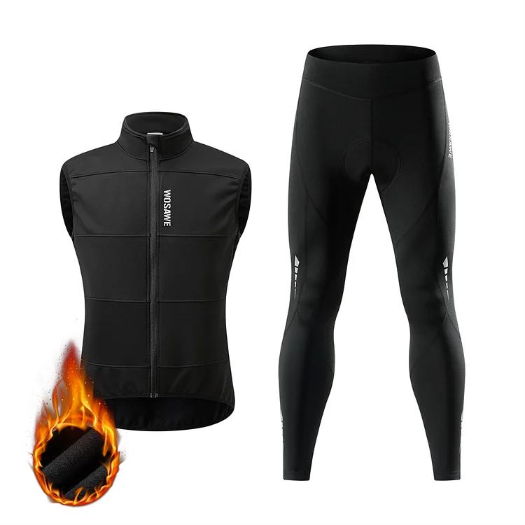 Men's Cycling Sets Fleece leeveless jacket&Pants  
