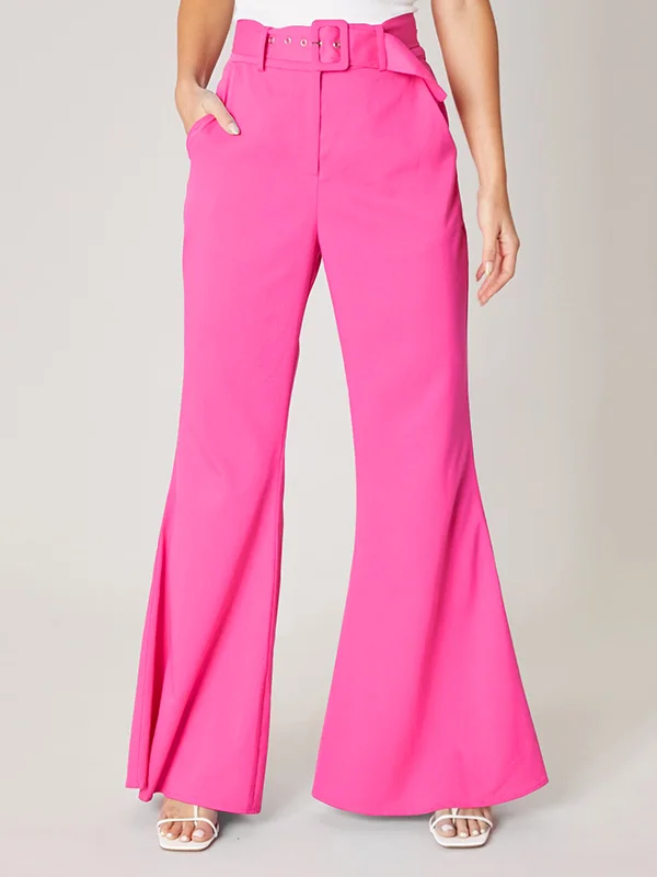 High Waisted Loose Solid Color Pants Trousers
