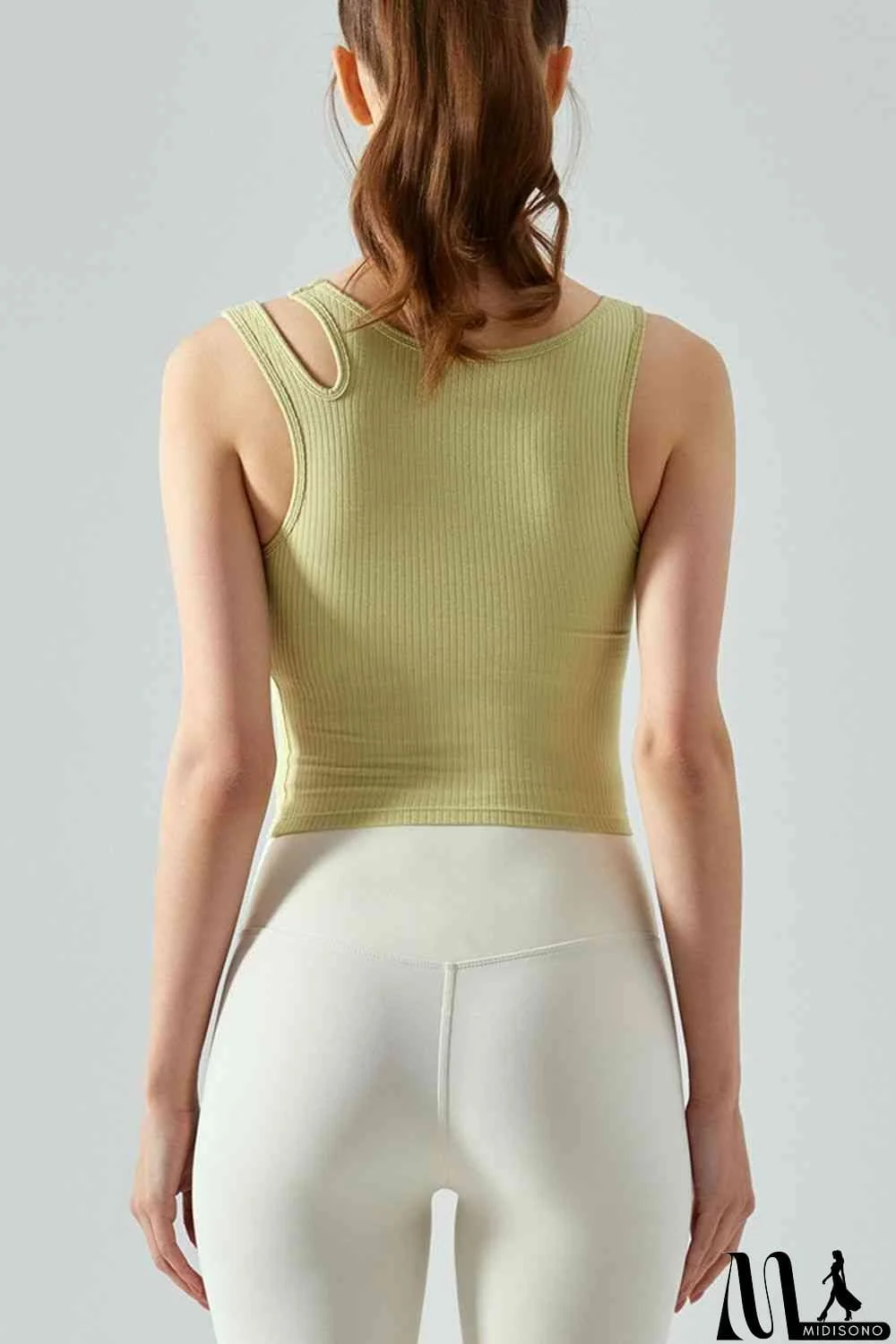 MidiSono - Ribbed Round Neck Sports Tank Top