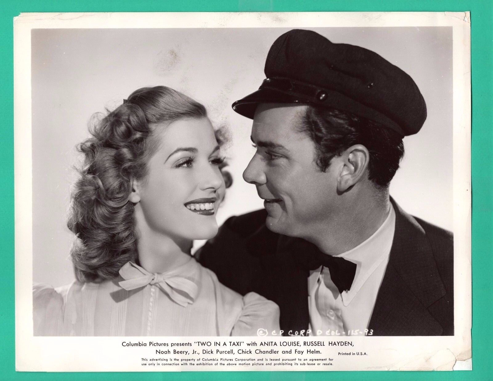 ANITA LOUISE RUSSEL HAYDEN Movie Stars Promo 1941 Photo Poster painting TWO IN A TAXI 8x10