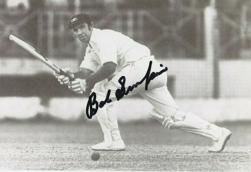 Australia Cricket Legend BOB SIMPSON Signed B/W Photo Poster painting B