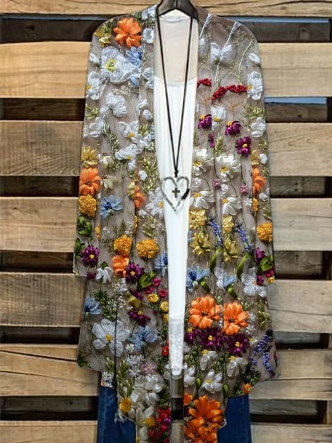 Women's Floral Print Casual Cardigan